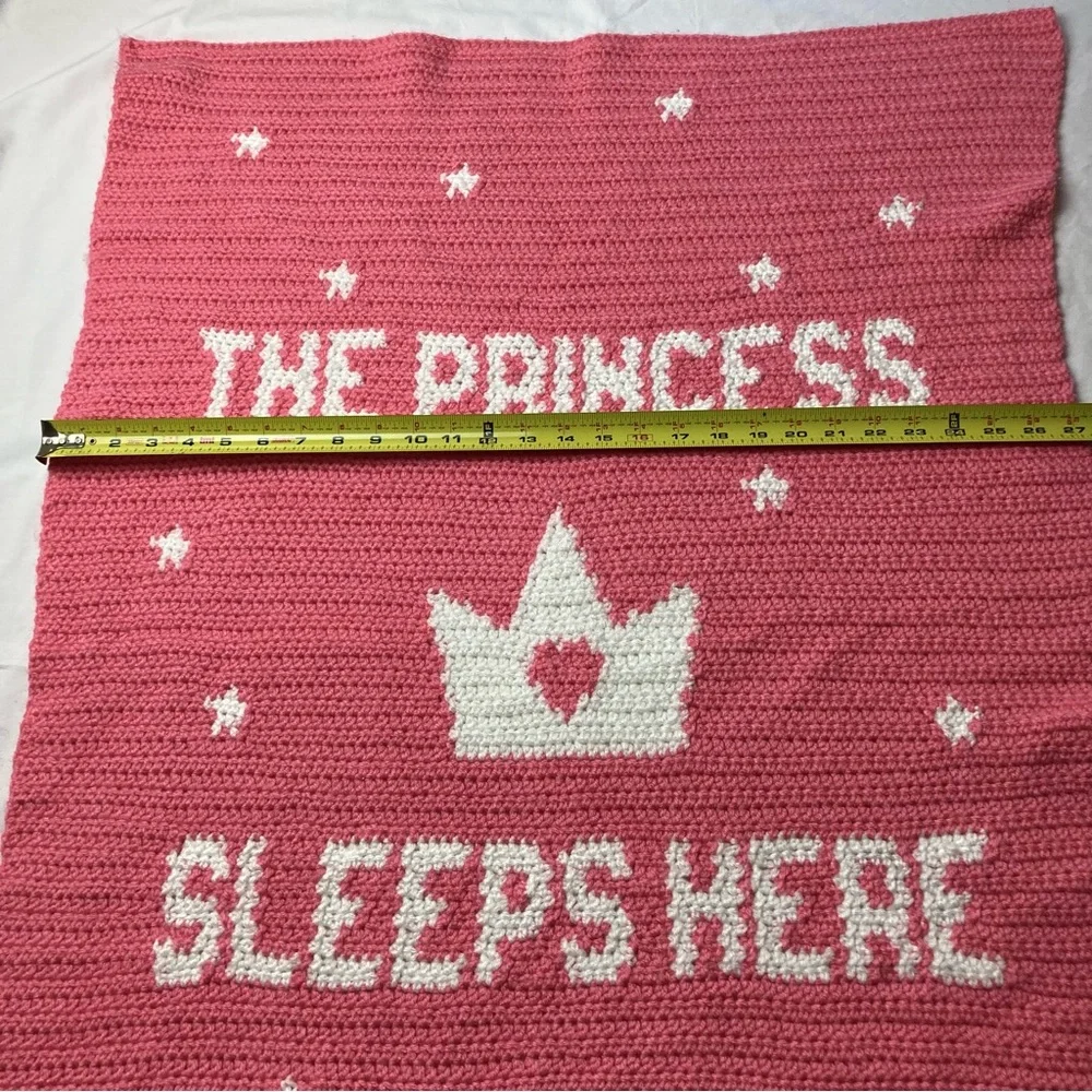 Hand Crochet Afghan Princess Baby Blanket Throw Pink